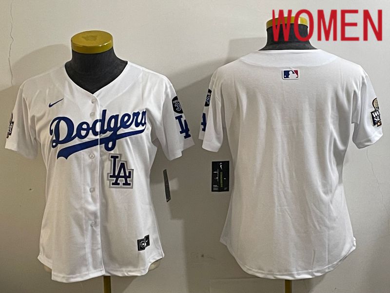 Women Los Angeles Dodgers Blank White Game 2024 Nike MLB Jersey style 112121->women mlb jersey->Women Jersey